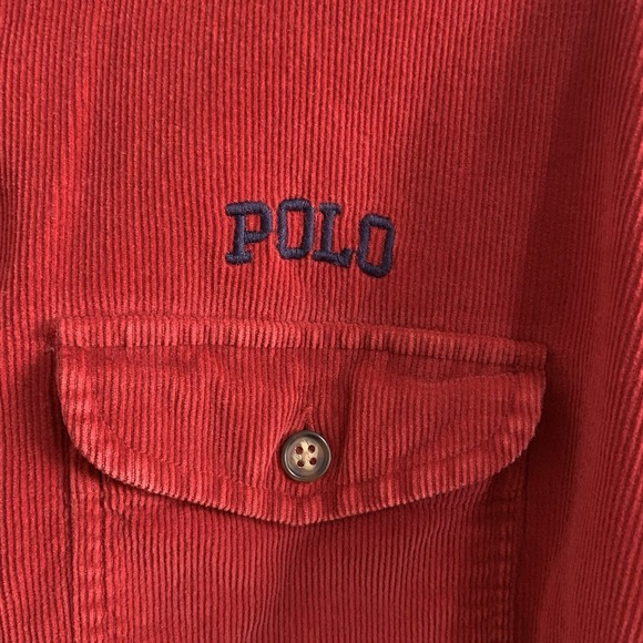 Vintage Polo Ralph Lauren Corduroy Shirt Men's XL Red Button Down Heritage 90s - Picture 3 of 13